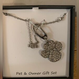 Kitty Necklace with Paw Charm Owner and Pet Gift Set New